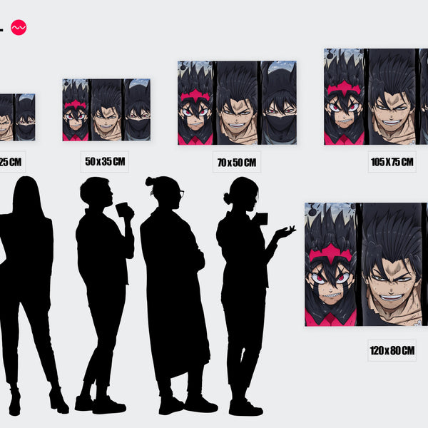 Tableau Black Clover Personnages Determines Confrontation — Toile sur châssis