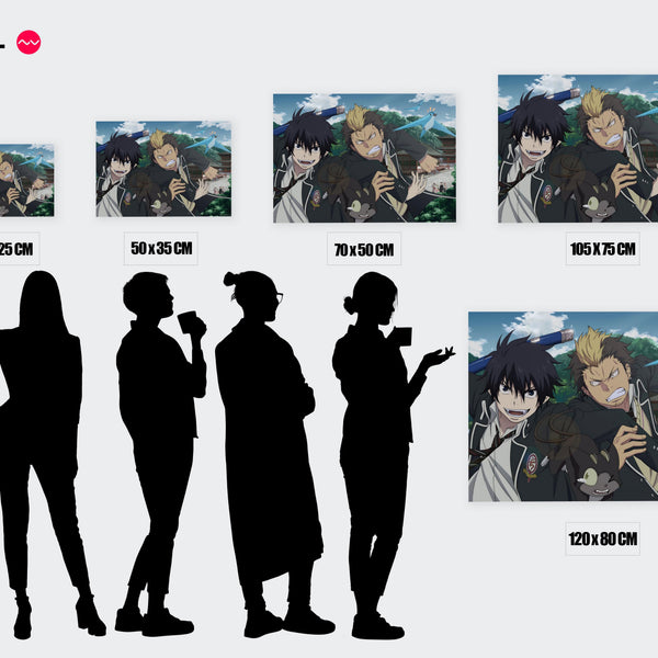 Tableau Blue Exorcist Combat Scolaire Magique — Toile sur châssis