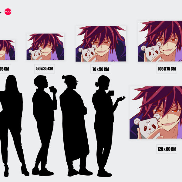 Tableau No Game No Life Sourire Smartphone Ours — Toile sur châssis