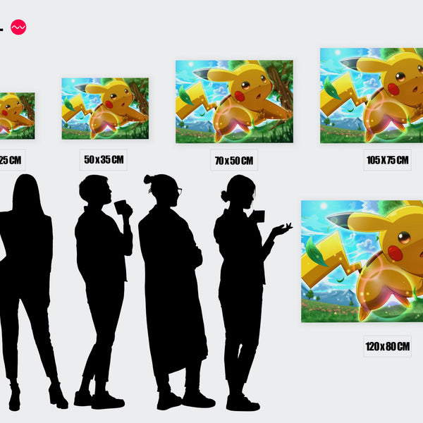 Tableau Pokemon Pikachu Enjoue Champetre — Toile sur châssis