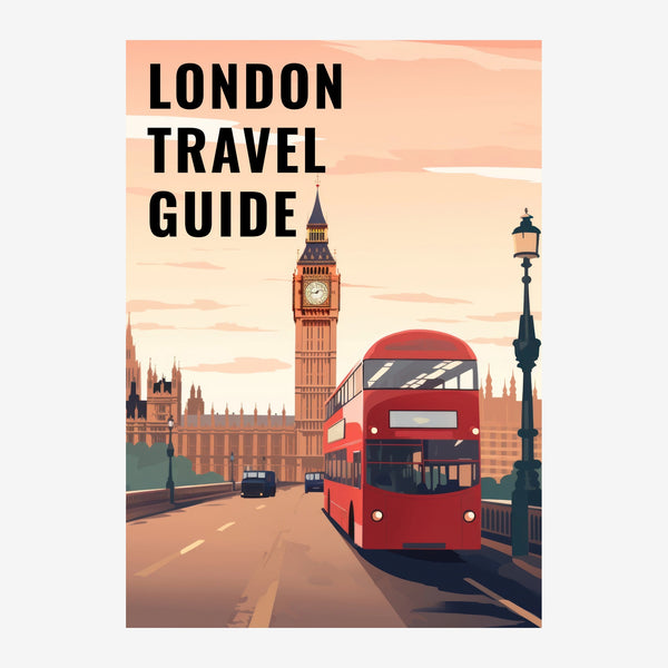 Affiche vintage Londres et bus rouge rétro — Toile sur châssis
