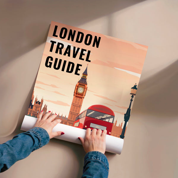 Affiche vintage Londres et bus rouge rétro — Poster HP mat