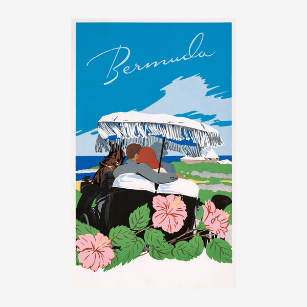 Bermuda - Affiche voyage style rétro bleu ciel — Toile sur châssis