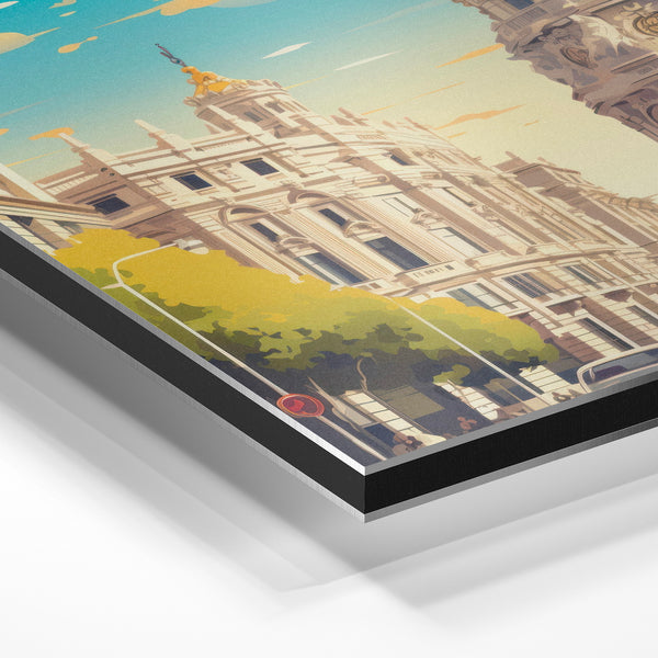 Avenue classique, tour dorée et ciel bleu — Aluminium Dibond