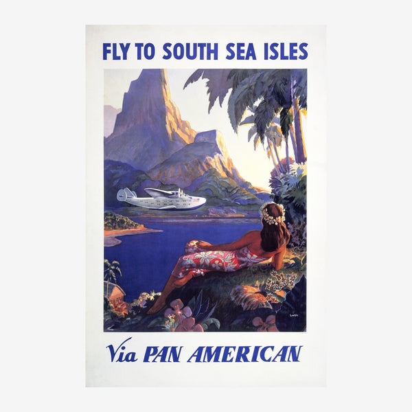 Affiche voyage rétro « Fly to South Sea Isles » — Toile sur châssis