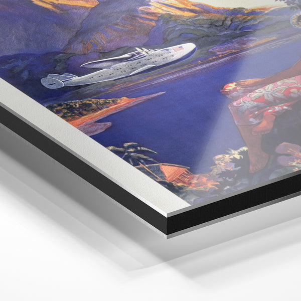 Affiche voyage rétro « Fly to South Sea Isles » — Aluminium Dibond relief 3D