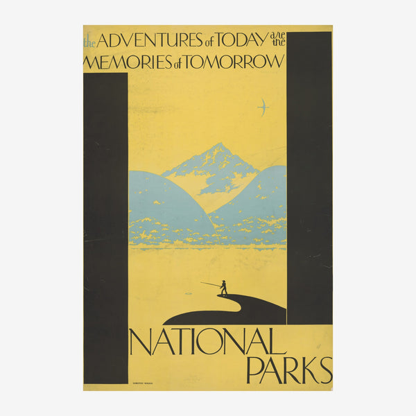 Affiche vintage National Parks, or et noir — Toile sur châssis