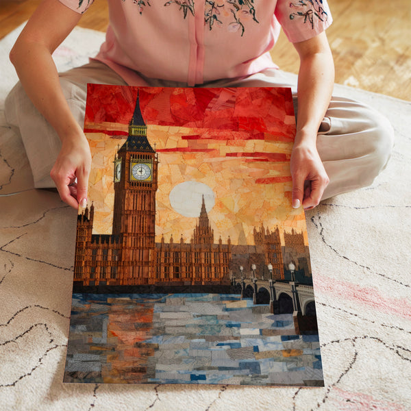 Big Ben et Westminster ocre, style géométrique — Poster HP mat