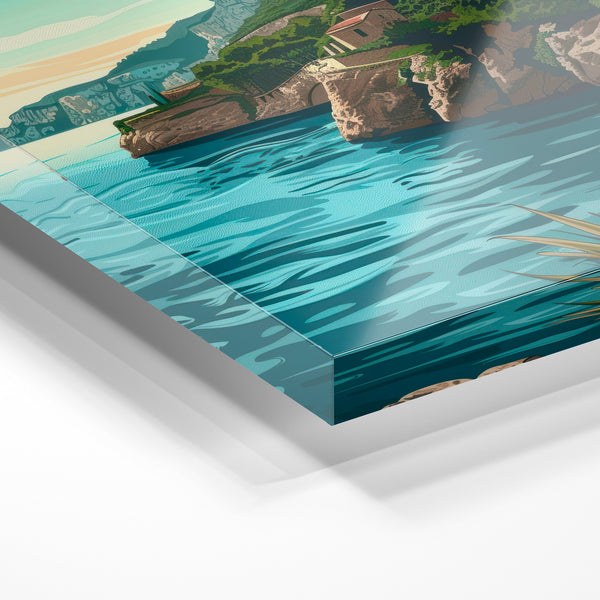 Ruines côtières en bord de mer turquoise — Verre acrylique