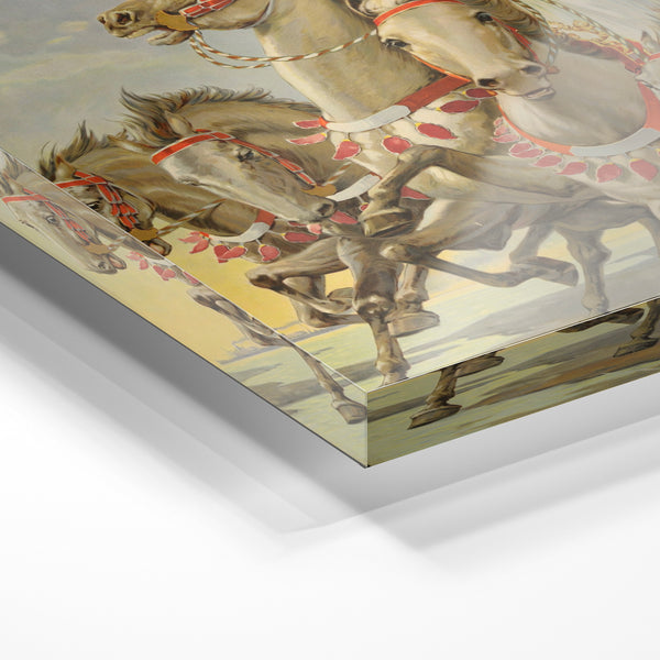 Affiche vintage guerrière à cheval et drapeau rouge — Verre acrylique