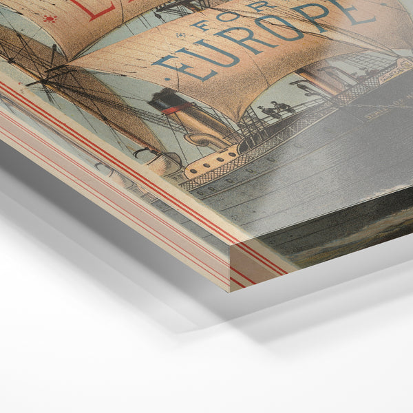 Affiche vintage State Line bateau transatlantique — Verre acrylique
