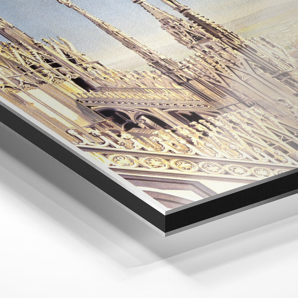 Affiche vintage Milano, cathédrale gothique — Aluminium Dibond relief 3D