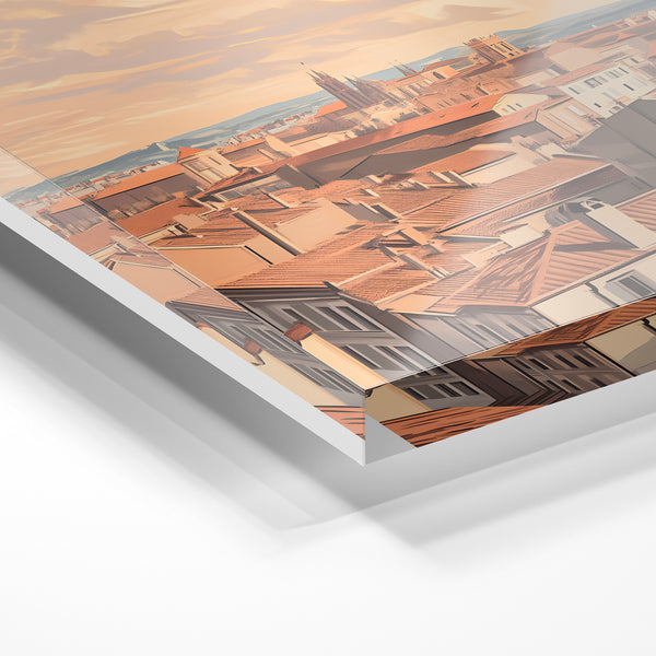 Toulouse vue depuis les toits, affiche terracotta — Verre acrylique