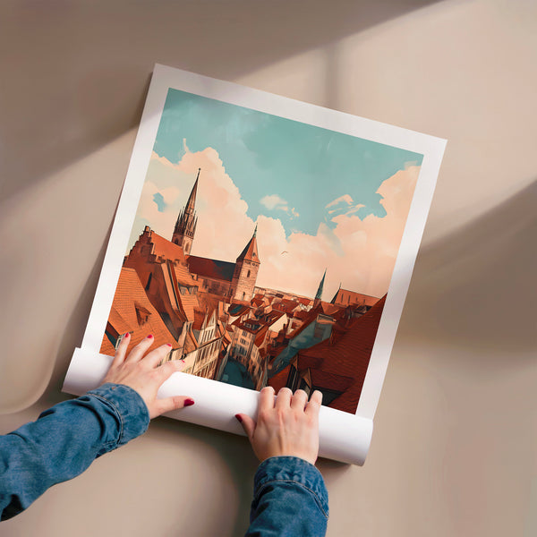 Nürnberg, vue de la vieille ville terracotta — Poster HP mat