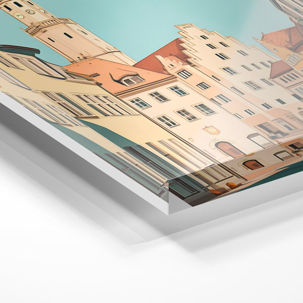 Affiche Augsburg, architecture baroque et ciel bleu — Verre acrylique