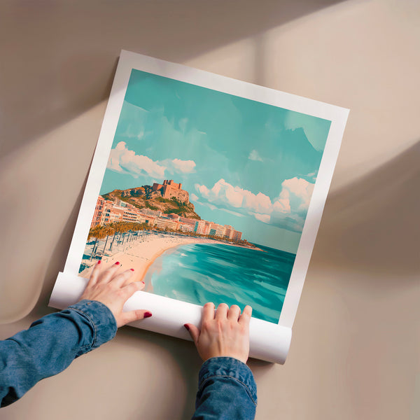 Affiche Alicante, style voyage rétro turquoise — Poster HP mat