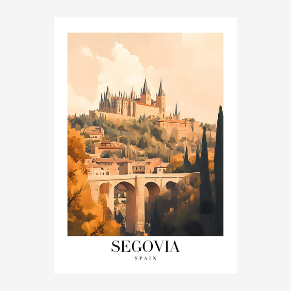 Affiche Segovia château terracotta et beige — Toile sur châssis
