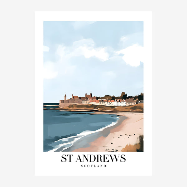 St Andrews en Écosse, affiche voyage côtier — Toile sur châssis