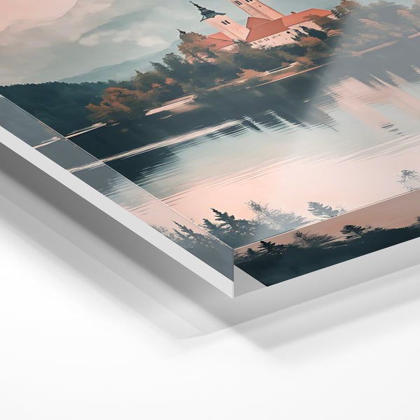 Affiche Lac Bled - Paysage montagne et reflets — Verre acrylique