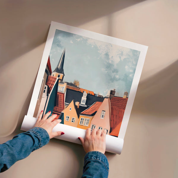 Aarhus, affiche voyage architecture nordique — Poster HP mat