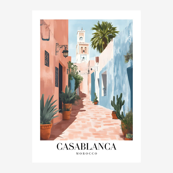 Ruelle de Casablanca, terracotta et bleu — Toile sur châssis