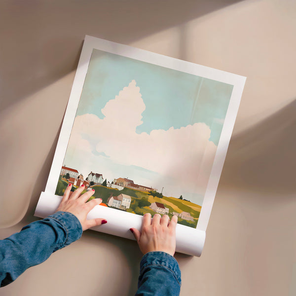 Halifax, affiche de voyage rétro bleu et beige — Poster HP mat
