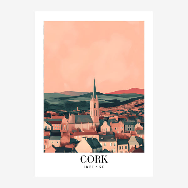 Cork, affiche voyage style art déco terracotta — Toile sur châssis
