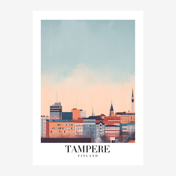 Tampere Finland - Affiche de voyage terracotta et bleu — Toile sur châssis