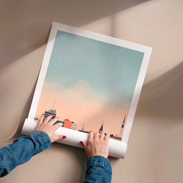 Tampere Finland - Affiche de voyage terracotta et bleu — Poster HP mat