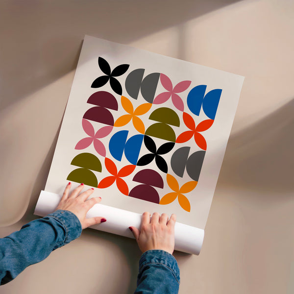 Affiche géométrique et colorée style Bauhaus — Poster HP mat