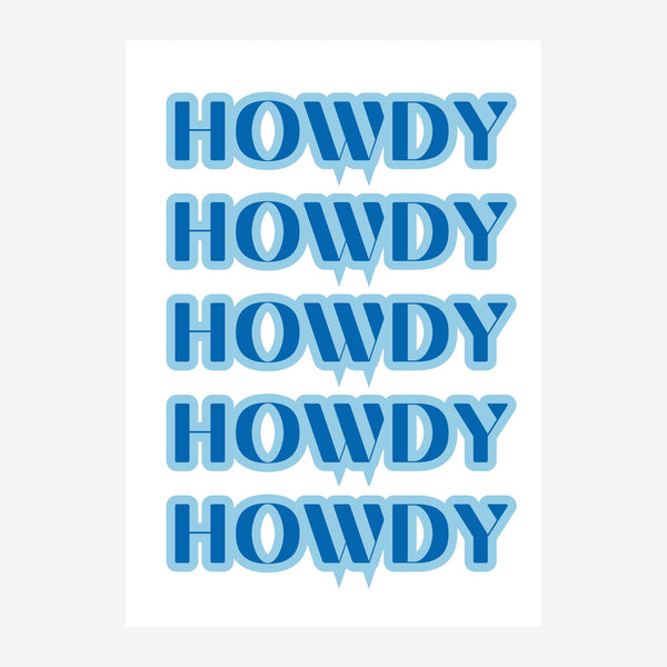 Affiche typographique pop-art bleu et blanc Howdy — Toile sur châssis