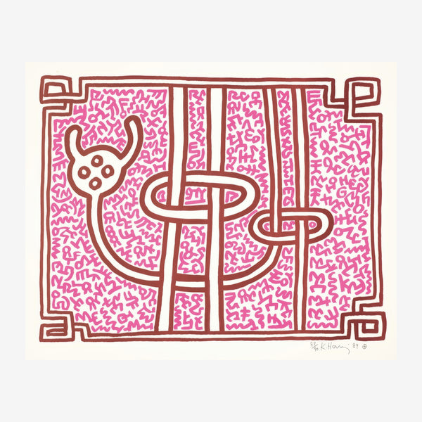 Lama rose et brun dans un labyrinthe géométrique — Poster HP mat