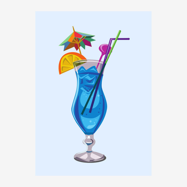 Cocktail bleu tropical pop art, affiche colorée — Toile sur châssis