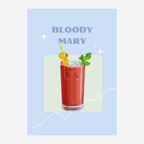 Affiche Bloody Mary rétro, design bleu et rouge — Toile sur châssis