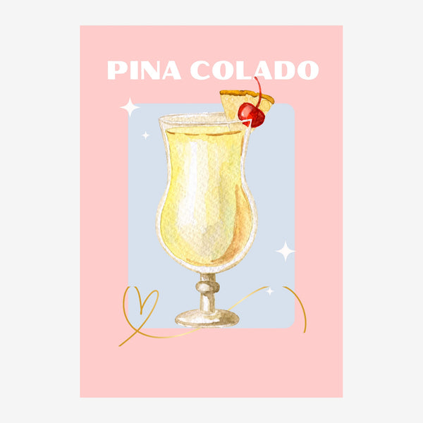 Affiche Piña Colada rose et bleu pop art — Toile sur châssis