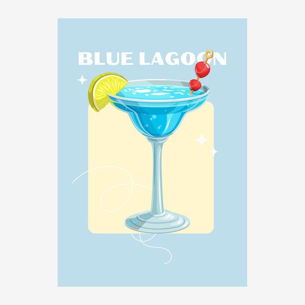 Blue Lagoon – Affiche cocktail rétro chic — Toile sur châssis