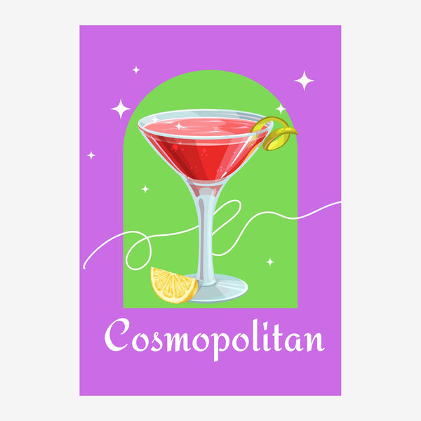 Cosmopolitan violet et vert, affiche cocktail pop art — Toile sur châssis