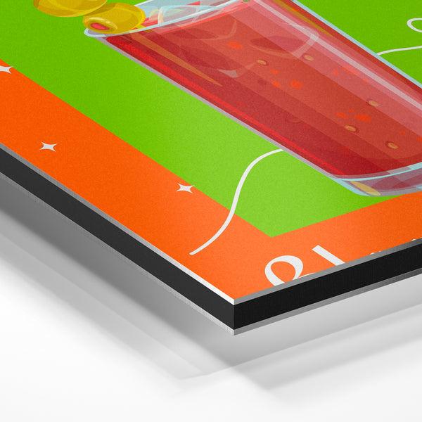 Affiche Bloody Mary pop art rétro orange et vert — Aluminium Dibond