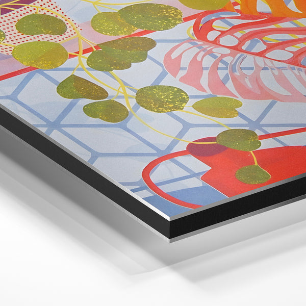 Plantes aromatiques et feuilles tropicales, style botanique — Aluminium Dibond