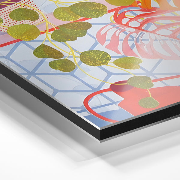 Plantes aromatiques et feuilles tropicales, style botanique — Aluminium Dibond relief 3D