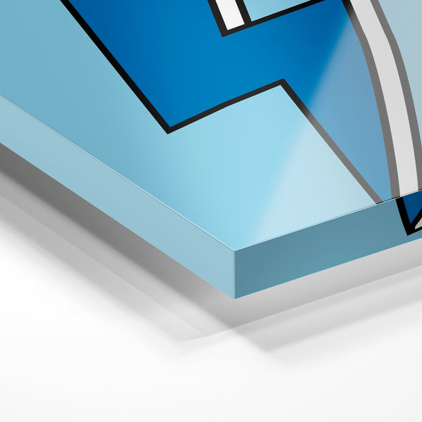 Éclair bleu et blanc pop art rétro dynamique — Verre acrylique