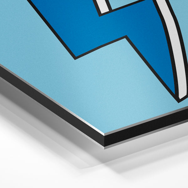 Éclair bleu et blanc pop art rétro dynamique — Aluminium Dibond