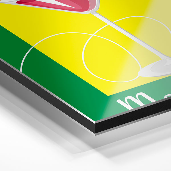 Affiche cocktail Manhattan pop art rétro vert — Aluminium Dibond relief 3D