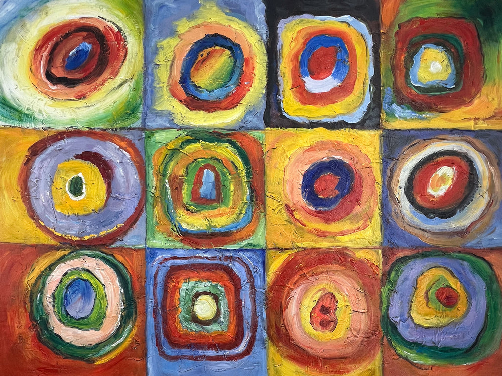 Carrés avec Cercles Concentriques par Wassily Kandinsky - Tableau reproduction