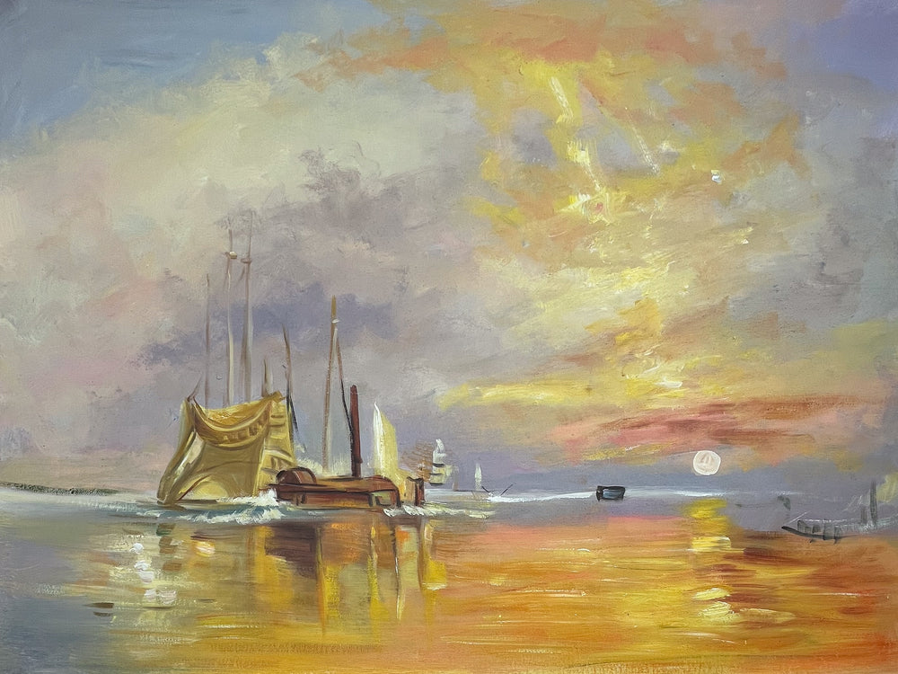 Le Dernier Voyage du 'Temeraire' par J.M.W. Turner - Reproduction de Peinture à l'Huile