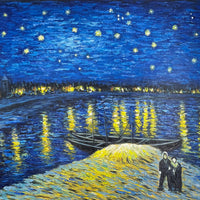 Nuit étoilée sur le Rhône par Vincent van Gogh - Reproduction de Peinture à l'Huile"