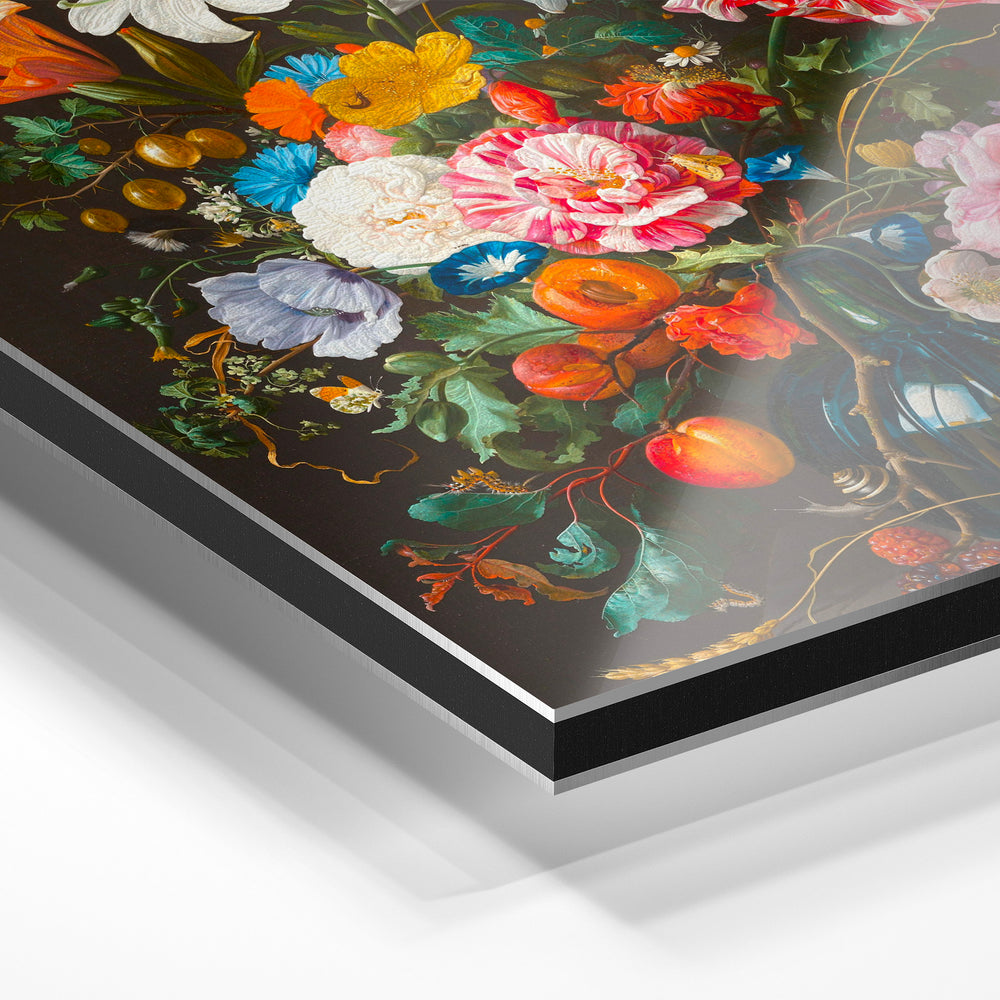 Gros plan du relief : la surépaisseur d'encre en lumière rasante sur aluminium Dibond.