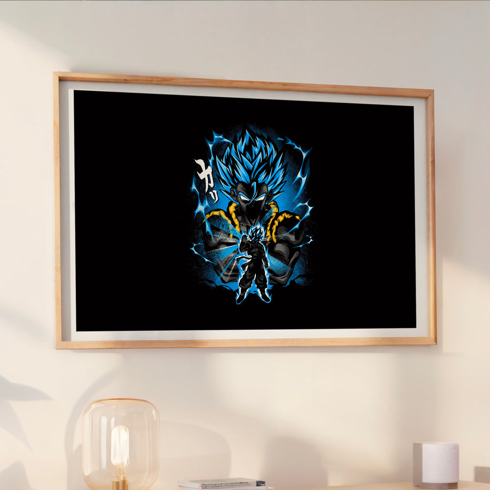 Le tableau accroché en situation dans un intérieur meublé.
