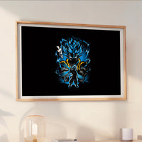 Le tableau accroché en situation dans un intérieur meublé.