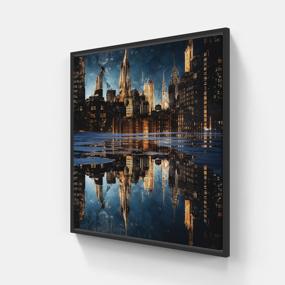 Nighttime Urban Reverie-Canvas-artwall-40x40 cm-Black-Artwall